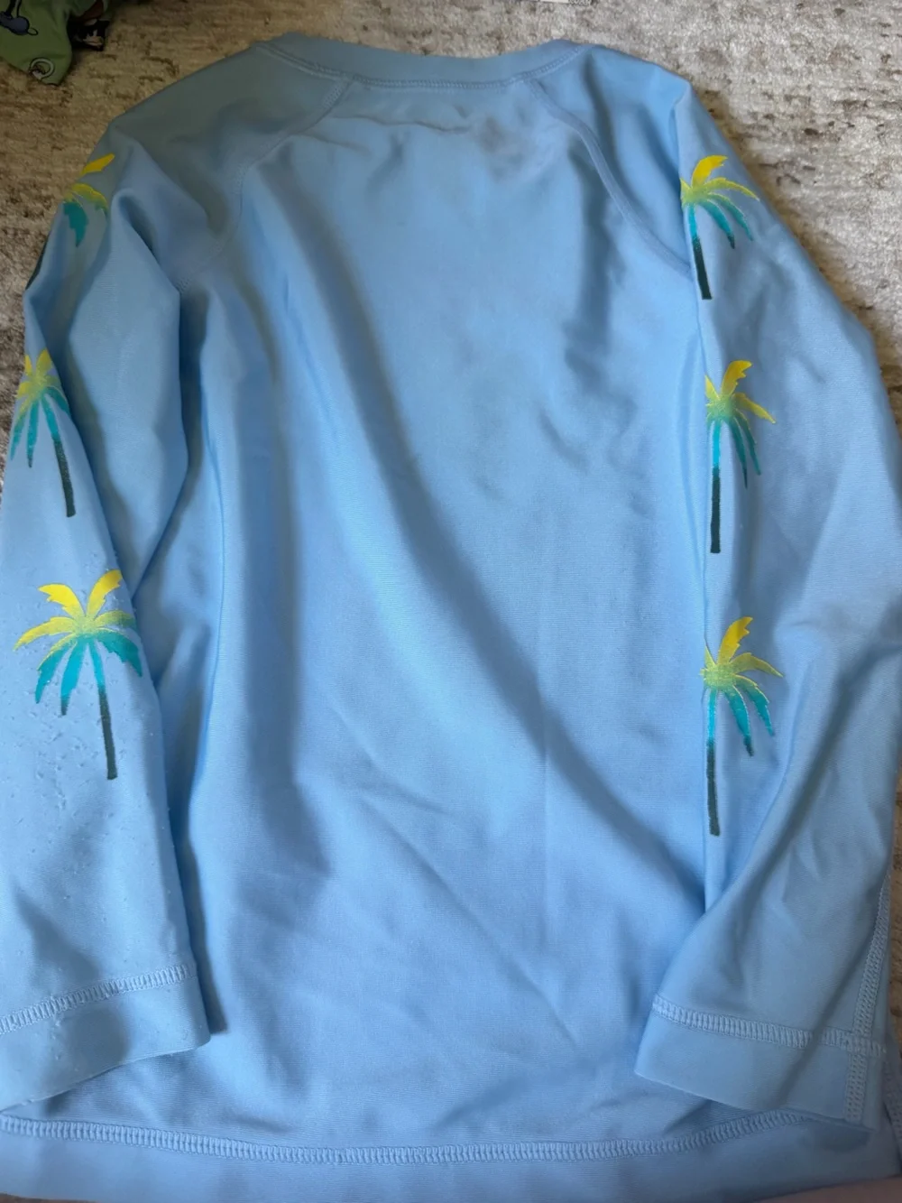 4T - Tea Collection Light Blue Rashguard Top with Tropical Palm Print